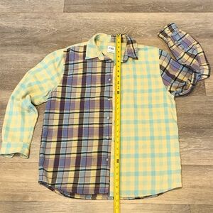 Zara Yellow & Purple Split Plaid Button-Down Over Shirt